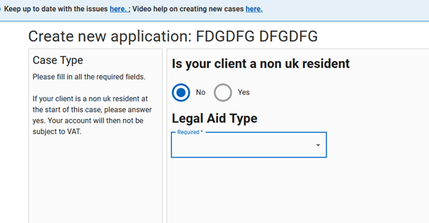 Image of the system showing the" Is your client a non-UK resident" question with 'No' as selected default .